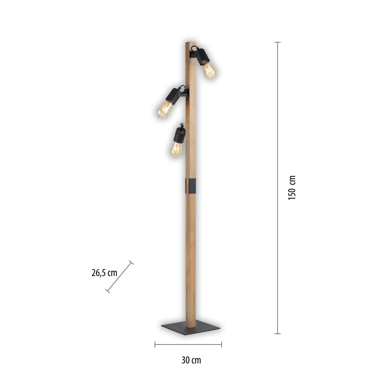 JUST LIGHT LeuchtenDirekt Stehleuchte CANOP,  3x E27 a max. 10W exkl., Materialmix, Innenleuchte, IP20