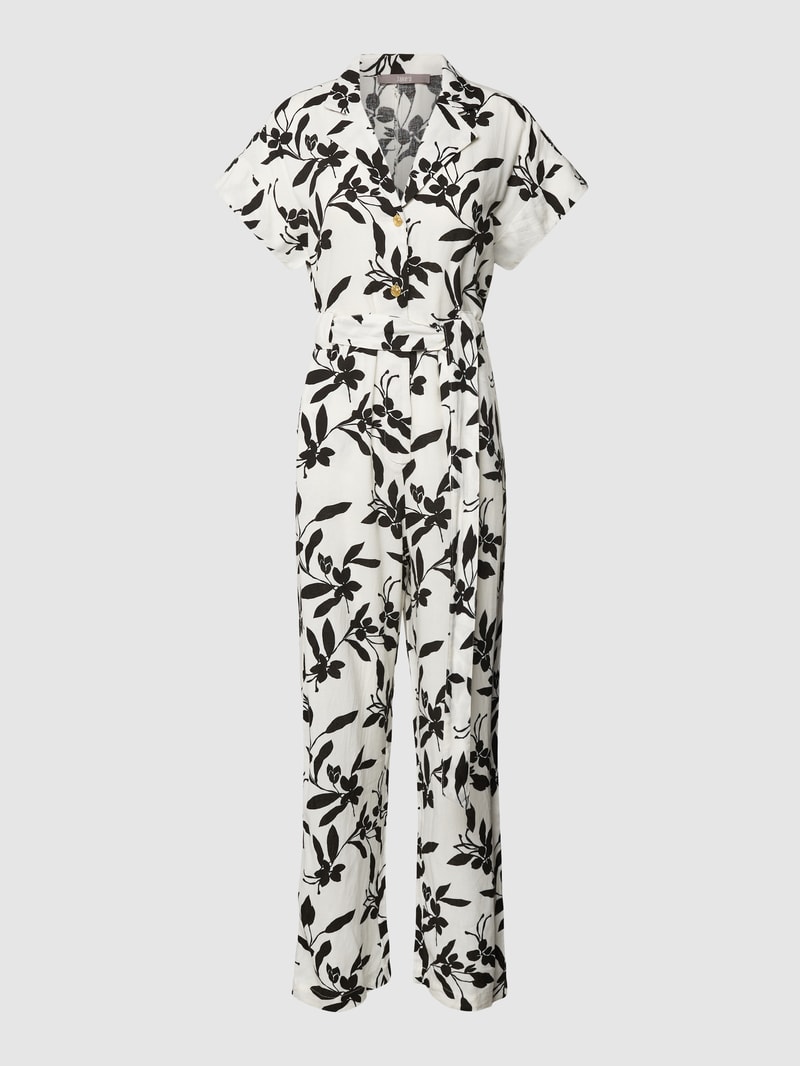 Jumpsuit mit floralem Allover-Muster in ecru