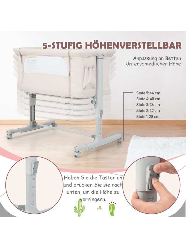 COSTWAY 3 in 1 Beistellbett in Beige günstig kaufen onesize