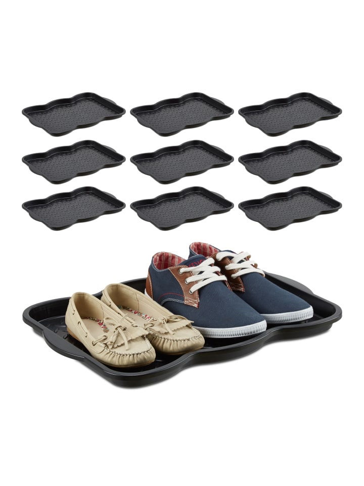 relaxdays 10x Schuhabtropfschale in Schwarz - (B)50 x (H)3 x (T)38 cm günstig kaufen onesize