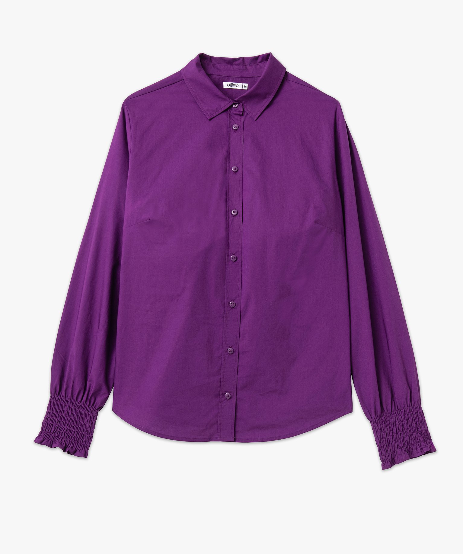 Chemise à manches longues avec poignets smockés femme violet | GEMO