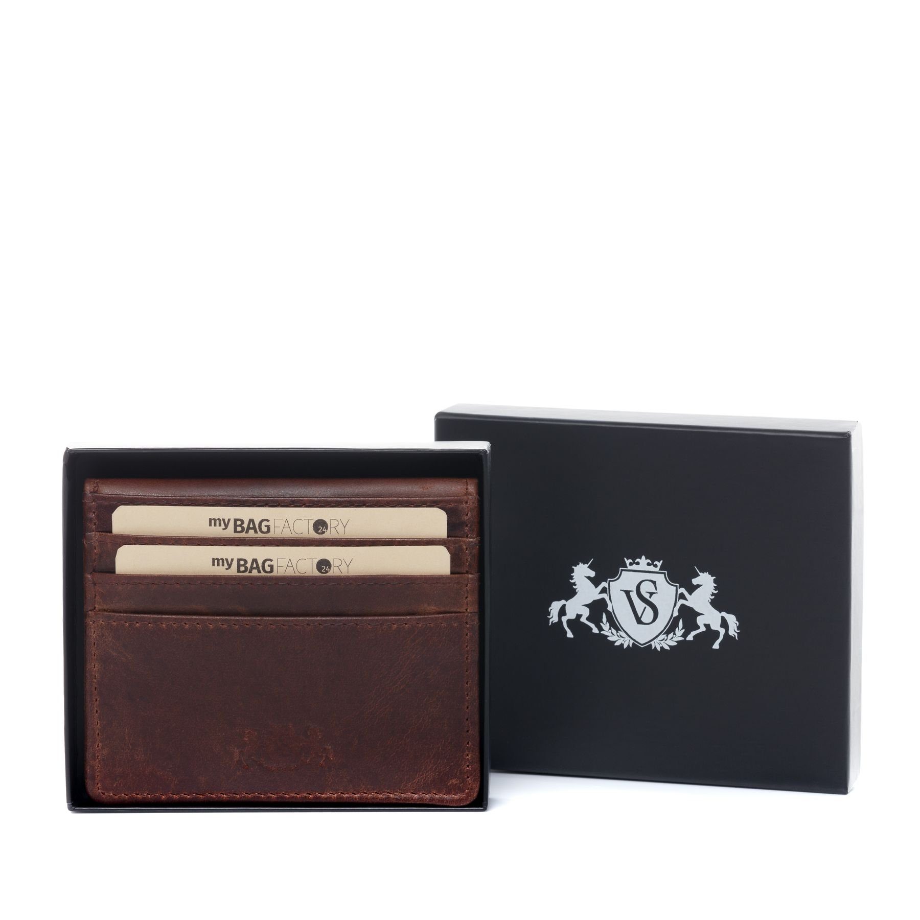 SID & VAIN Geldbörse Leder Kreditkartenetui Unisex EARNEST, Kartenetui Echtleder für Damen & Herren, Kreditkartenhülle braun
