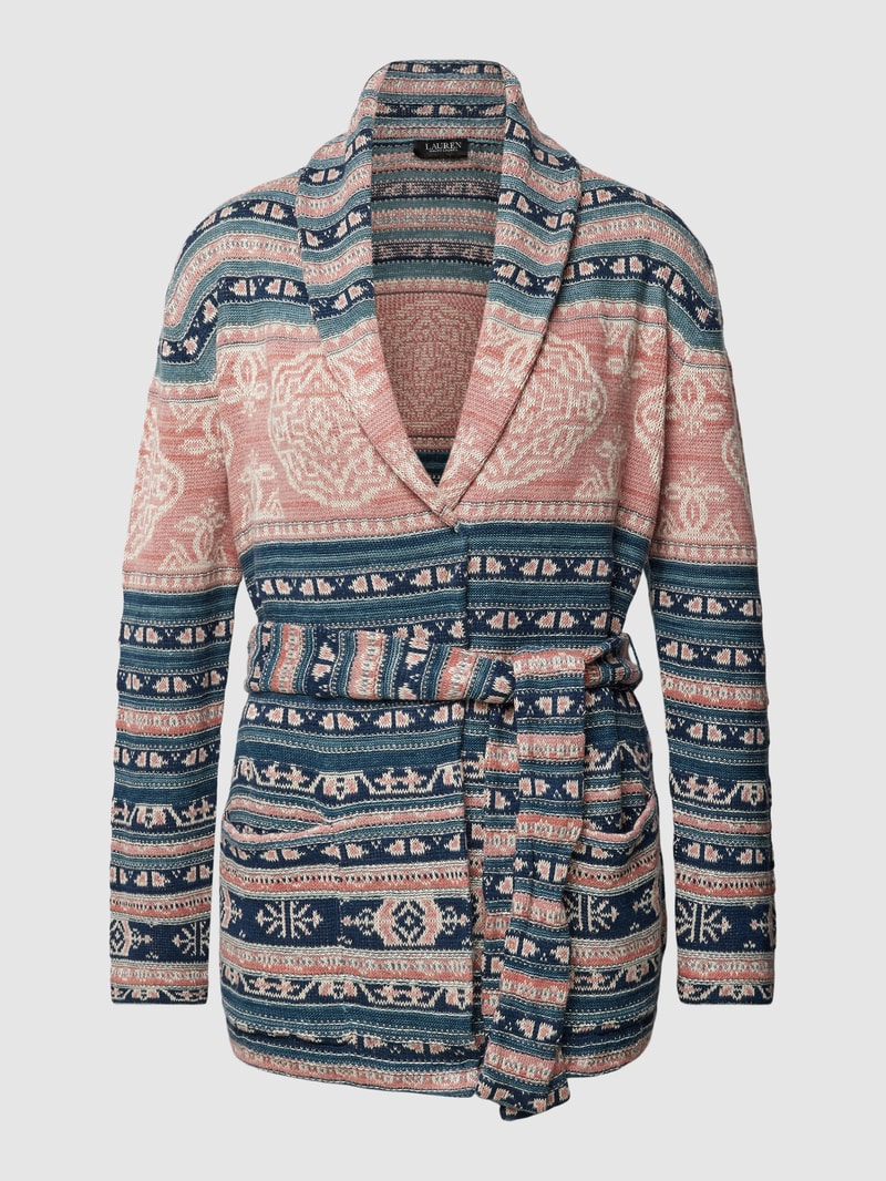 Strickjacke mit Allover-Muster Modell 'RUZITA' in grün
