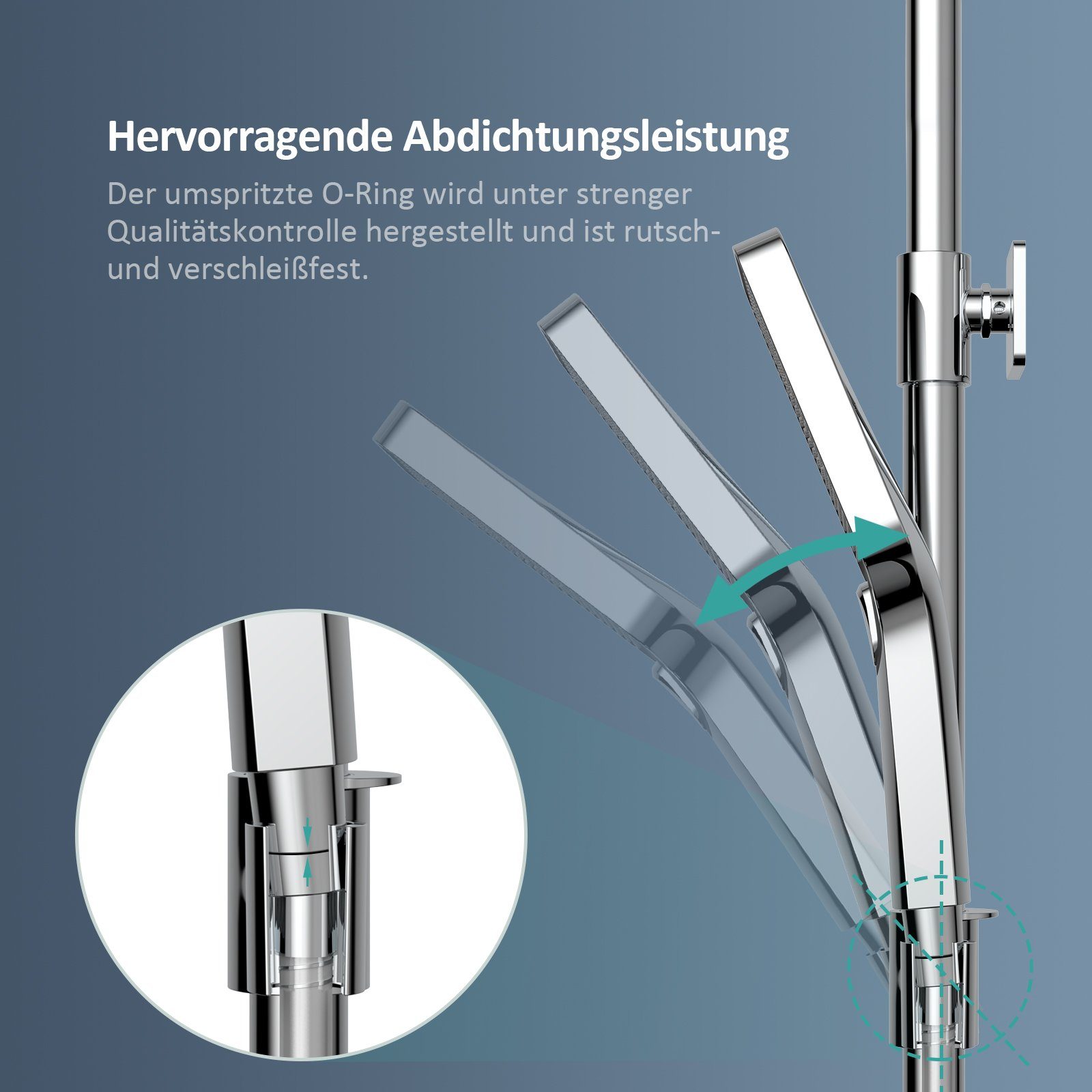 EMKE Duschsystem Duschsystem mit 38℃ Thermostat Glasablage Handbrause Regendusche, 3 Strahlart(en), Wasserauslass Verbrühungsschutz, Wandmontage, Duschamaturenset, Chrom