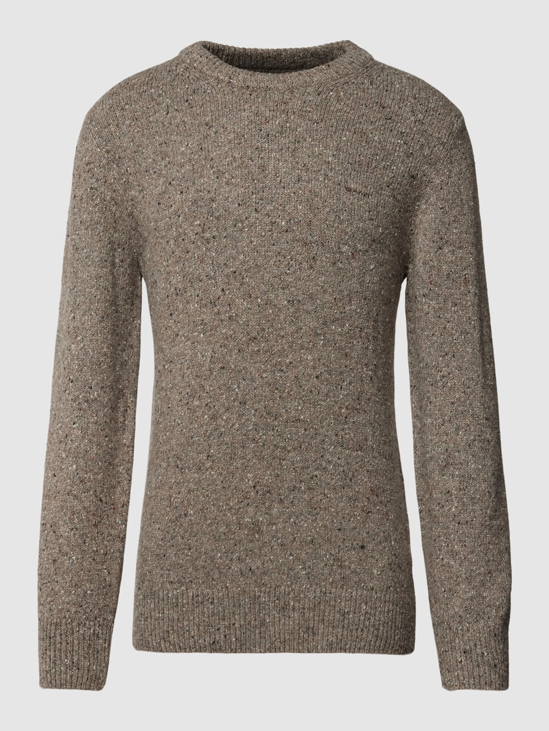 Strickpullover mit Rundhalsausschnitt in taupe meliert