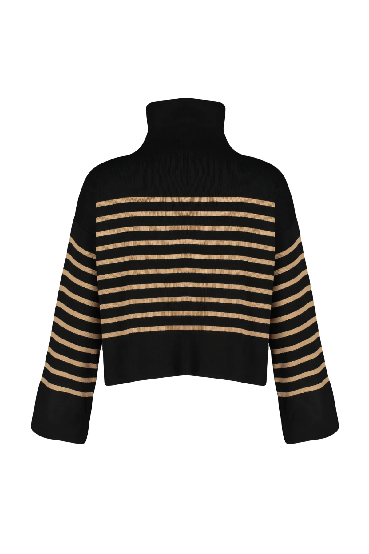 Trendyol Collection  Schwarzer, gestreifter Strickpullover mit weiter Passform TWOAW24KZ00505