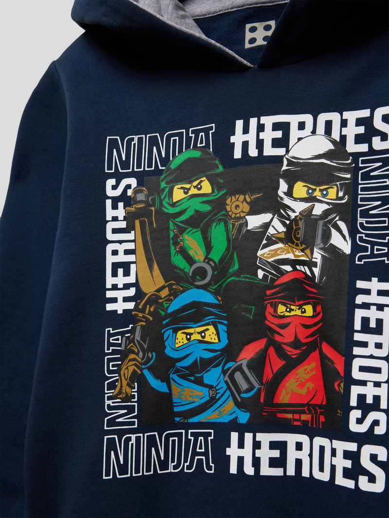 Hoodie mit Motiv-Print Modell 'SWEAT HOODIE' in marineblau