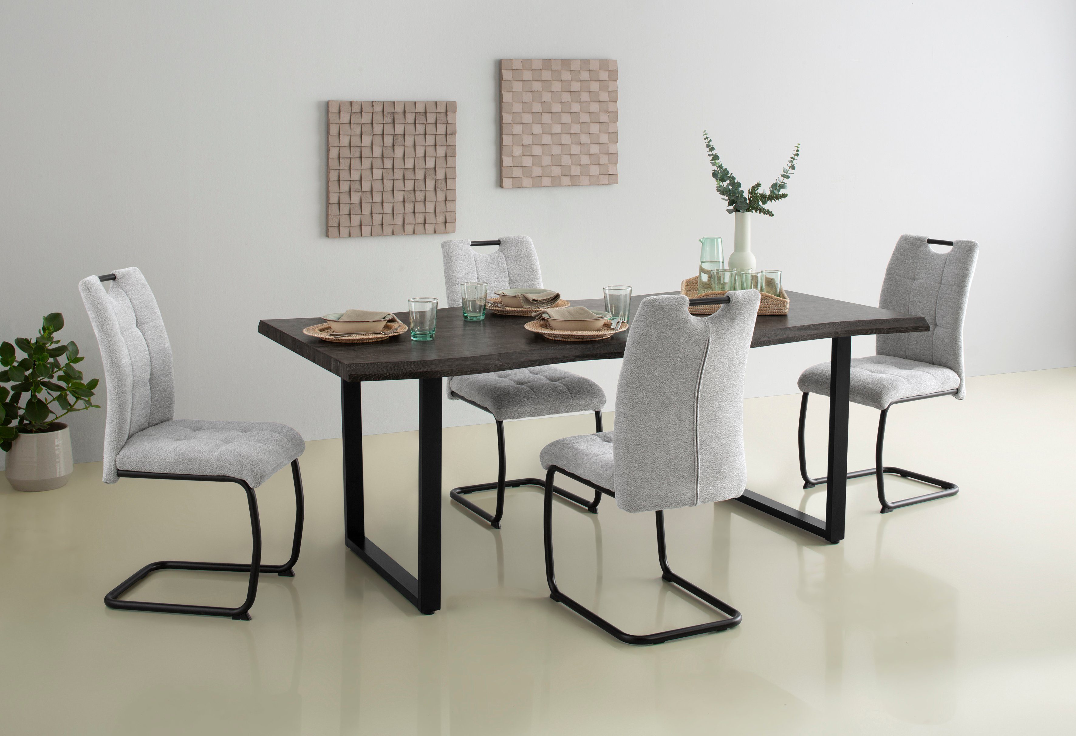 HELA Freischwinger (Set, 2 St), Küchenstuhl, für den Esstisch, in Teddyoptik