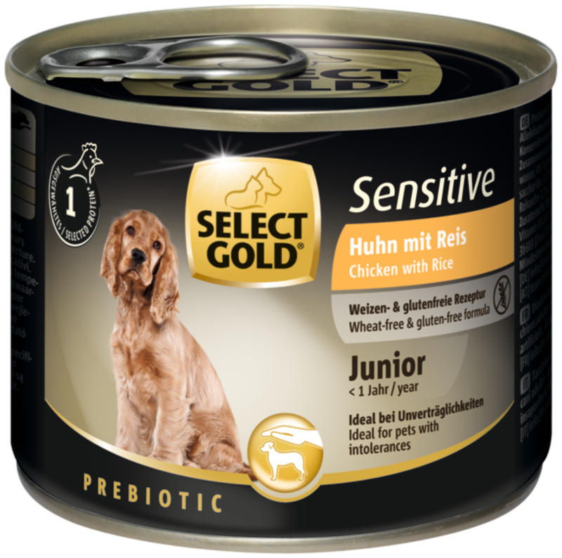 SELECT GOLD Hundenassfutter SELECT GOLD Sensitive Junior Huhn & Reis 6x200 g