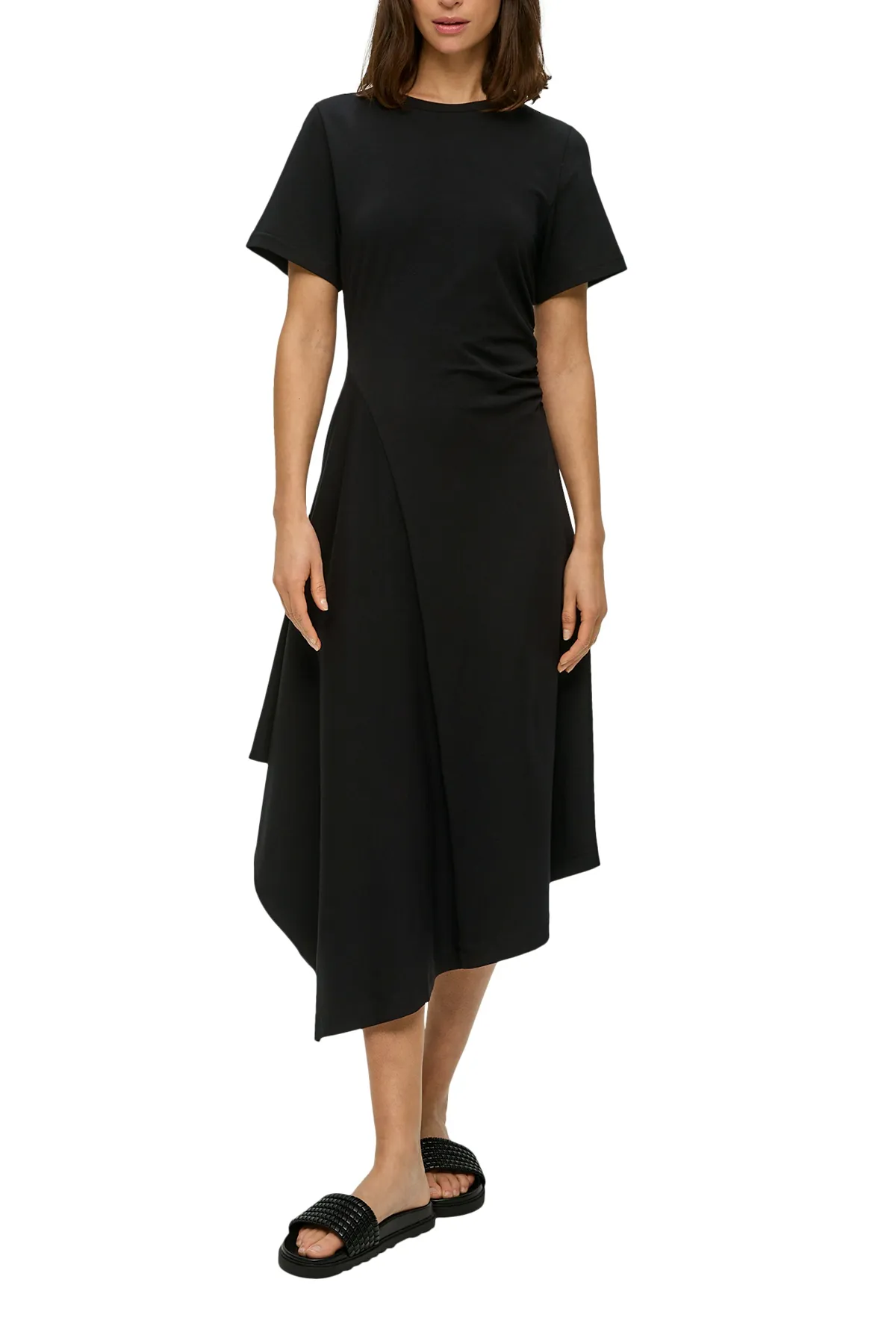 s.Oliver  Kleid, Maxi, mit ausgestelltem Saum, Rundhalsausschnitt