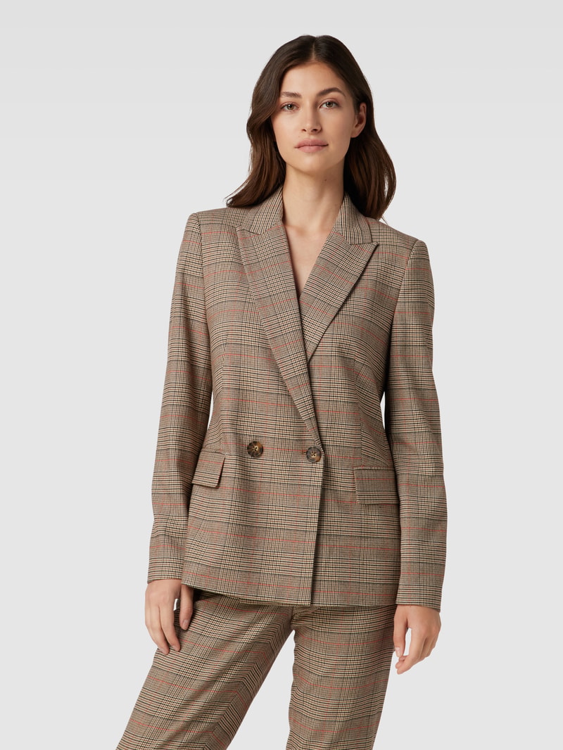 Blazer mit Hahnentrittmuster in camel