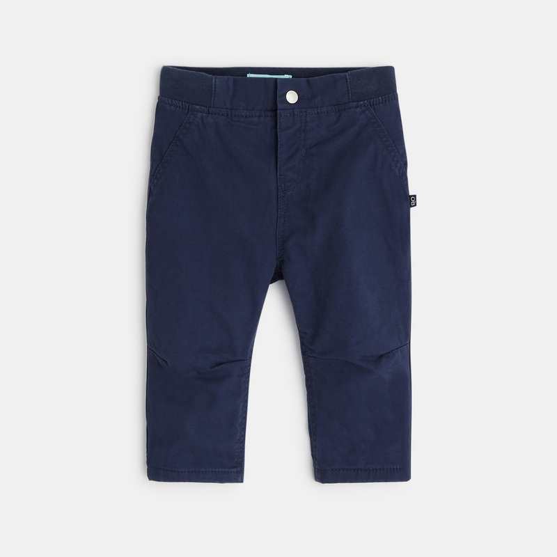 Pantalon toile effet denim doublé bleu bébé garçon