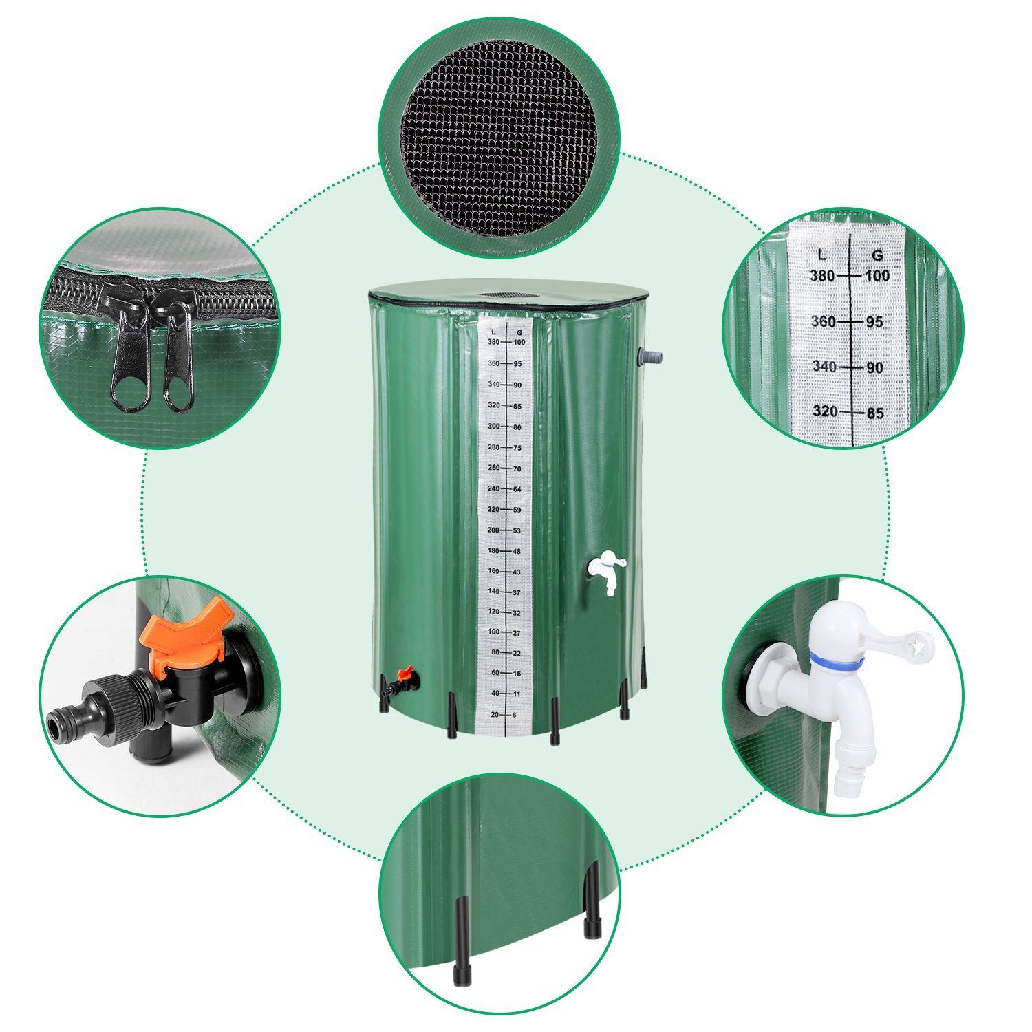 TolleTour Regentonne 380L Regenwassertonne Regentank Regenwassertank