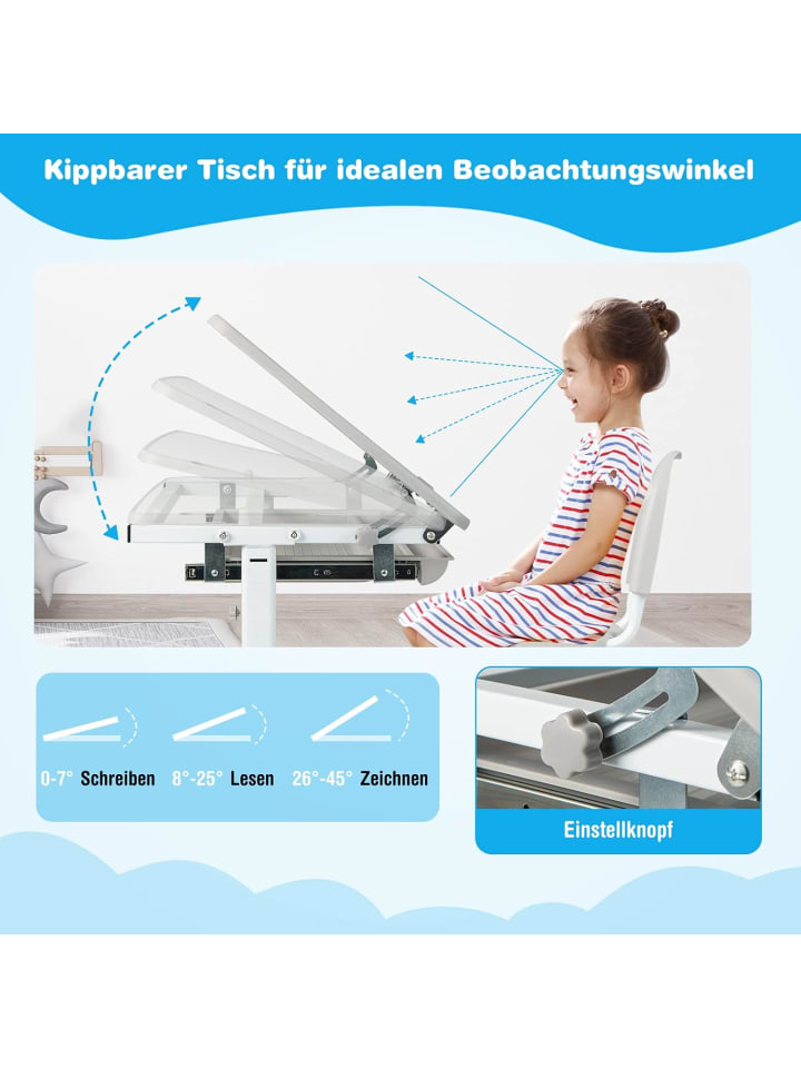 COSTWAY Schreibtisch mit Stuhl in Grau günstig kaufen onesize