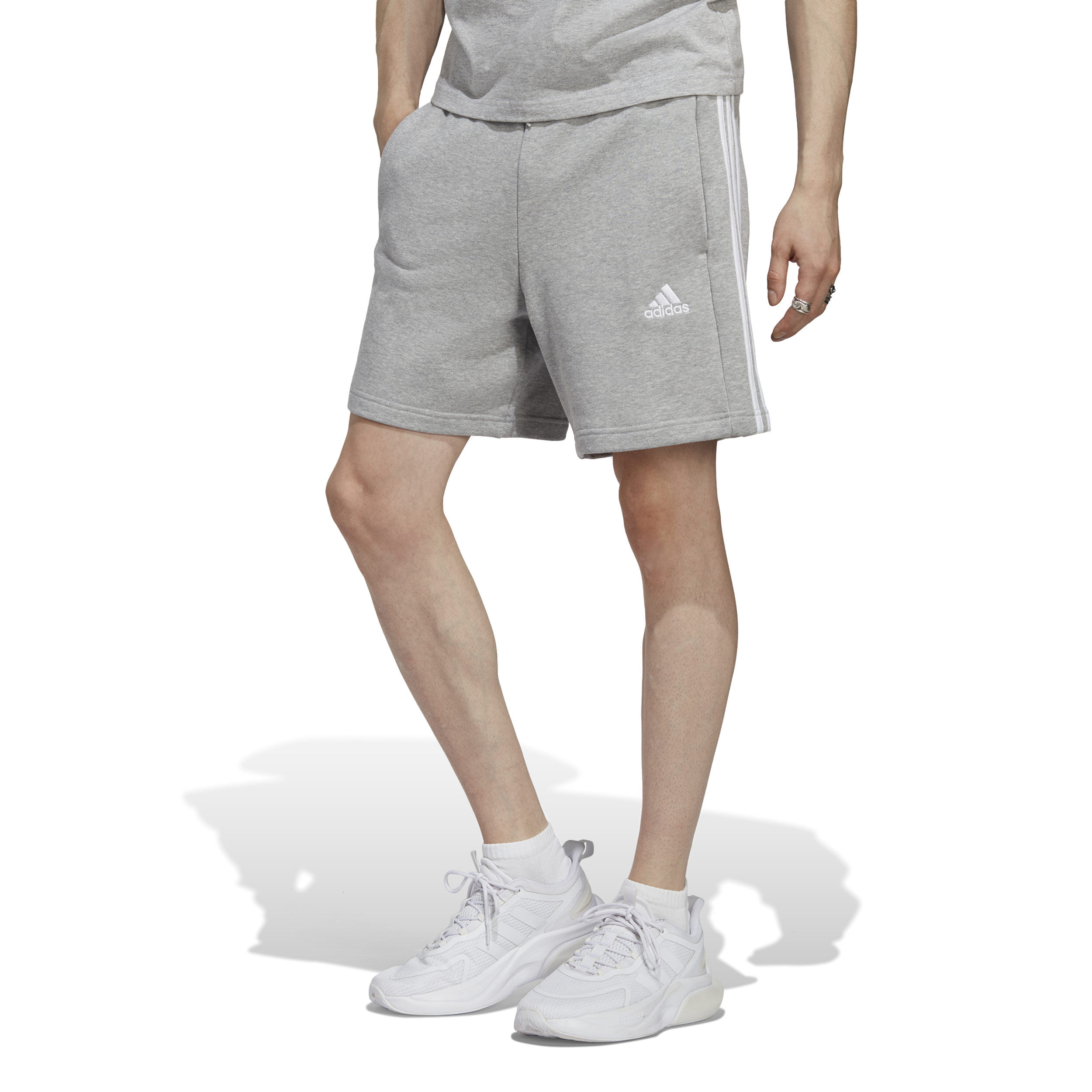 3 Stripes French Terry Shorts Herren - Hellgrau, Weiß