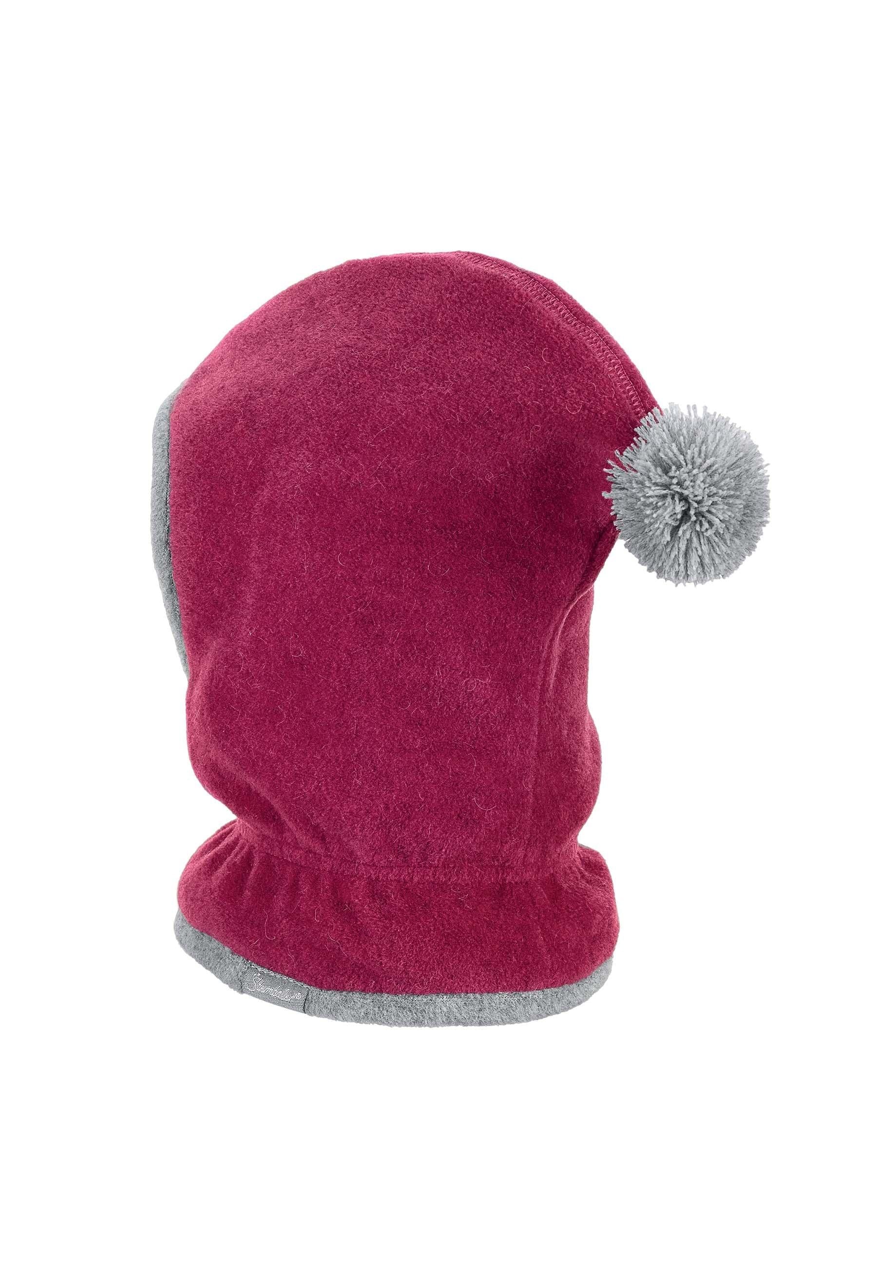 Schalmütze aus Fleece mit Zipfel und Bommel