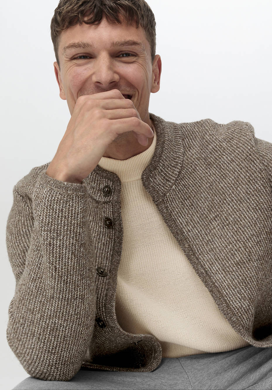 Strickjacke aus Rhönwolle mit Bio-Baumwolle