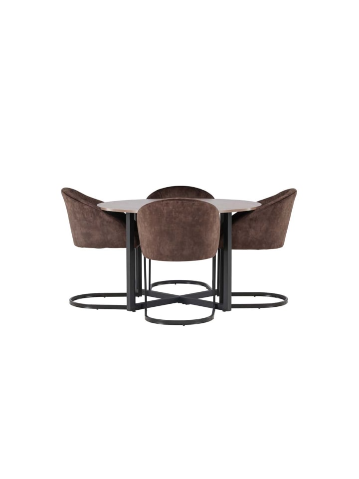 ebuy24 Essgruppe Durango 26 (5-teilig) Nussbaum 120 x 120 cm günstig kaufen onesize