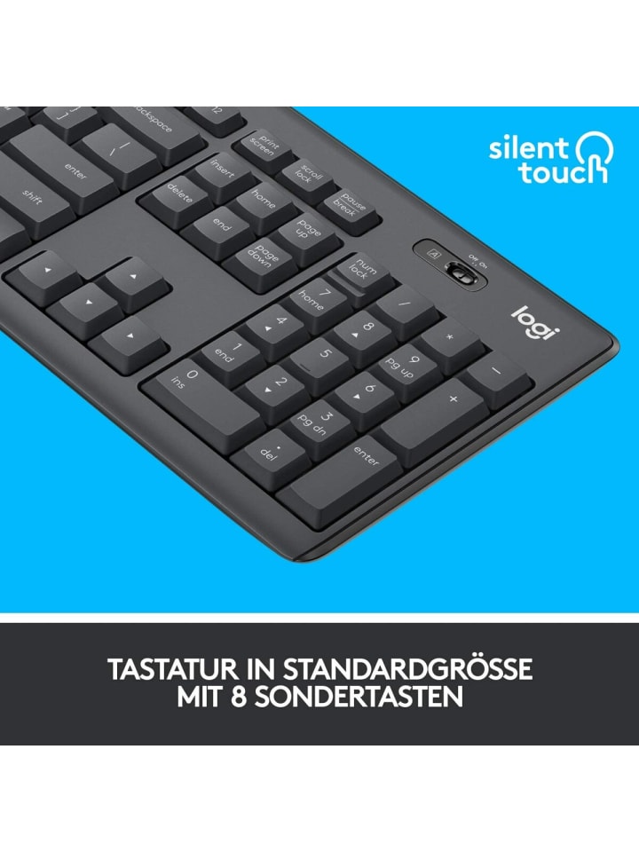 Logitech Kabelloses Tastatur-Maus-Set mit SilentTouch-Technologie, in Schwarz günstig kaufen onesize