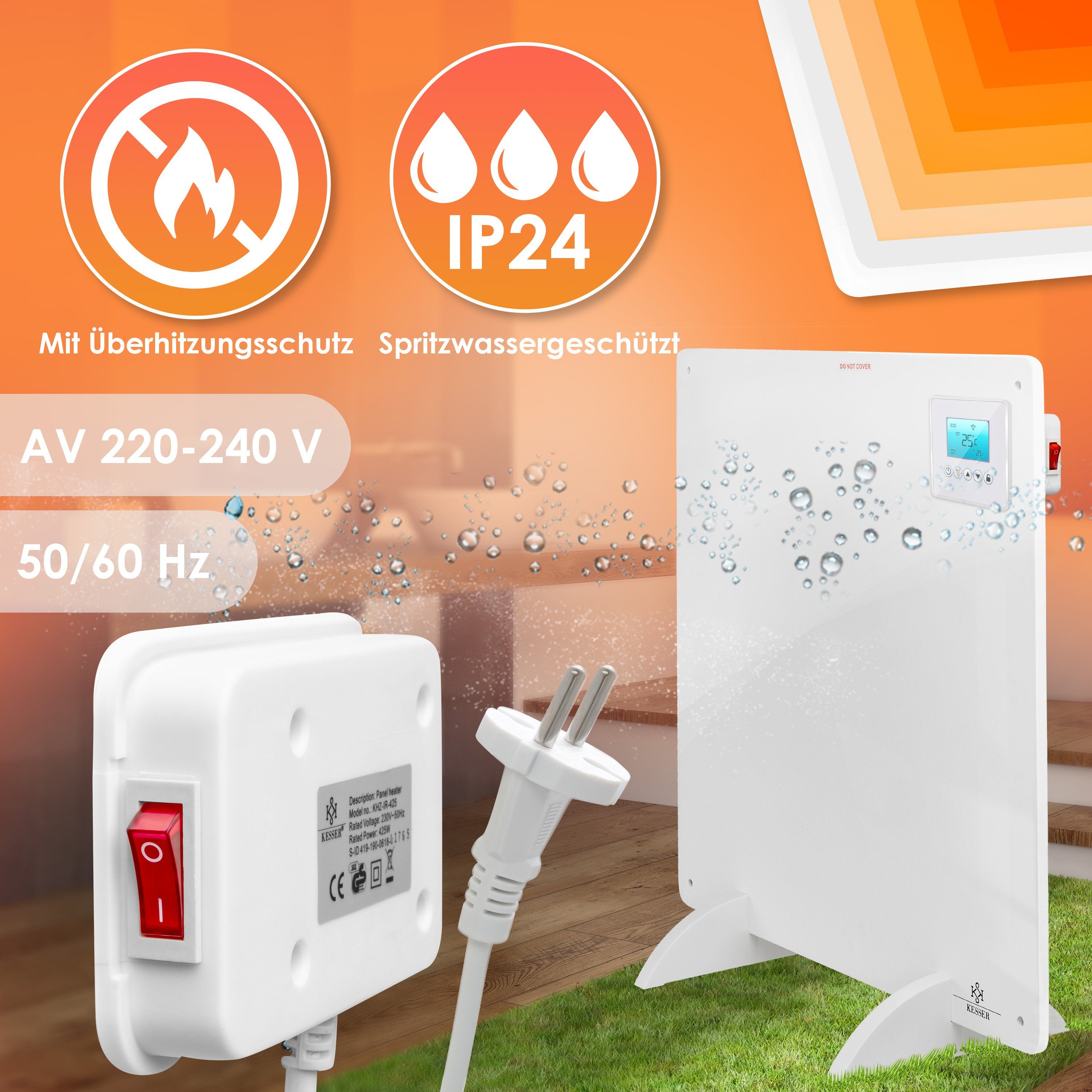 KESSER Infrarotheizung, Infrarotheizung 425-550 Watt mit Fernbedienung LCD-Display