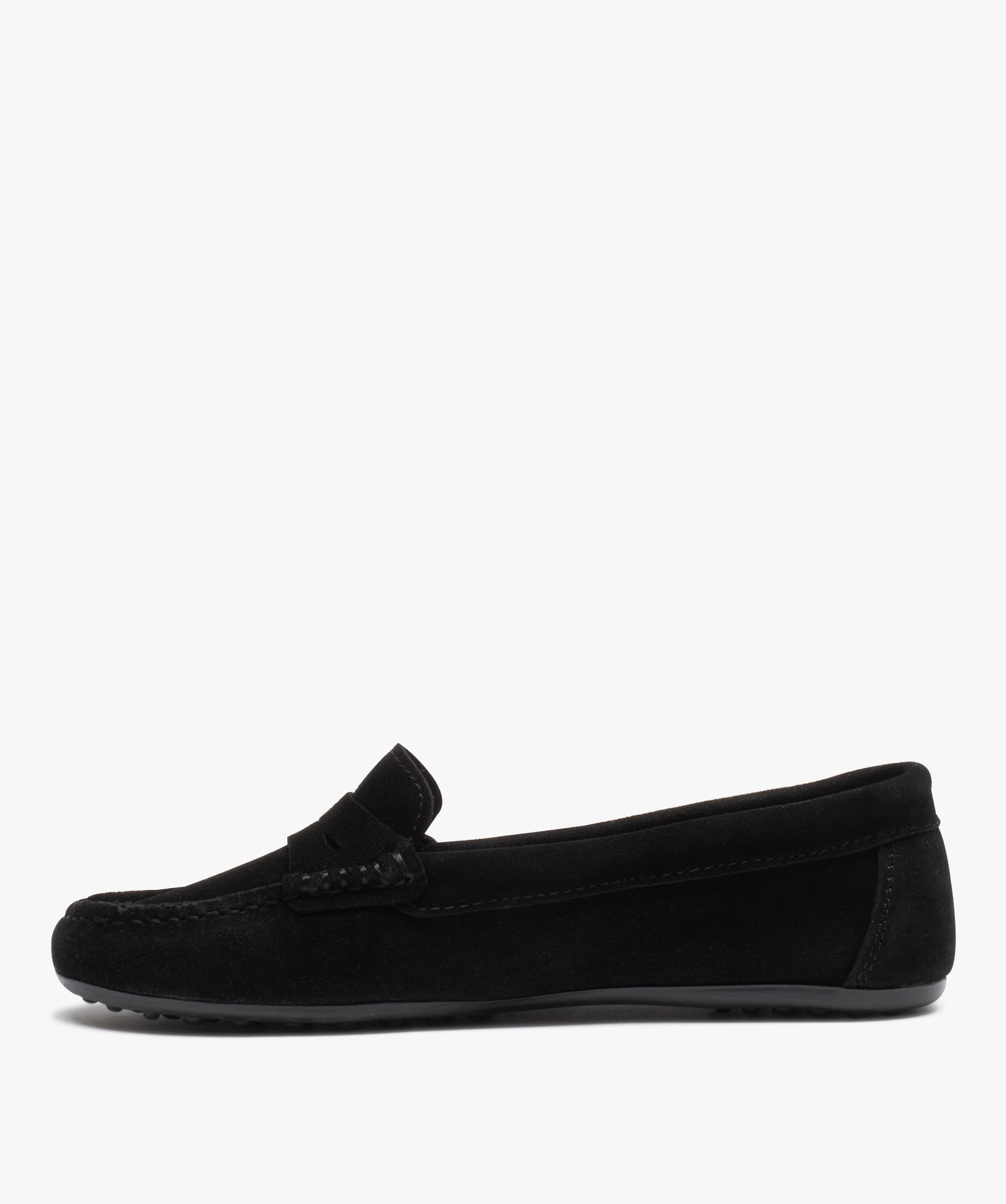 Mocassins femme confort unis en cuir velours noir | GEMO