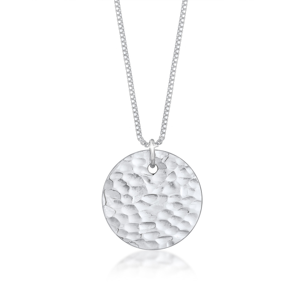 Elli Elli Collier Plaquettes Cercle Battues Femme - (925/1000) Argent collier