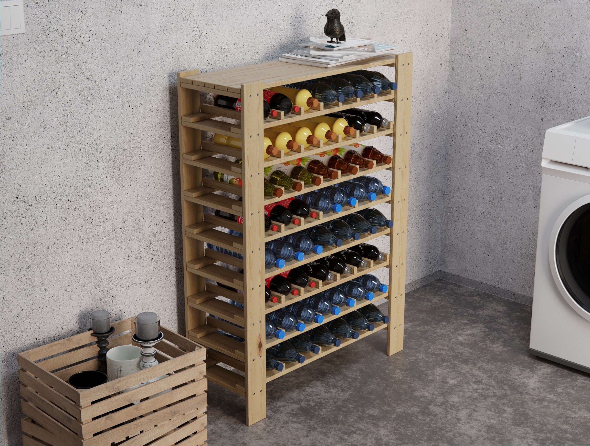 Lenmar Weinregal Weinregal Weinregal Holz Flaschenregal für 91 Flaschen RW-5-3