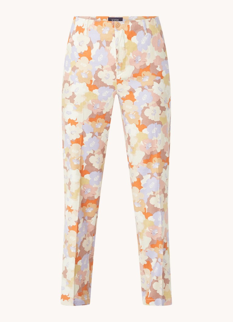 Pantaloni NYDJ Marilyn cu talie înaltă și croială largă, din amestec de in, cu buzunare laterale.