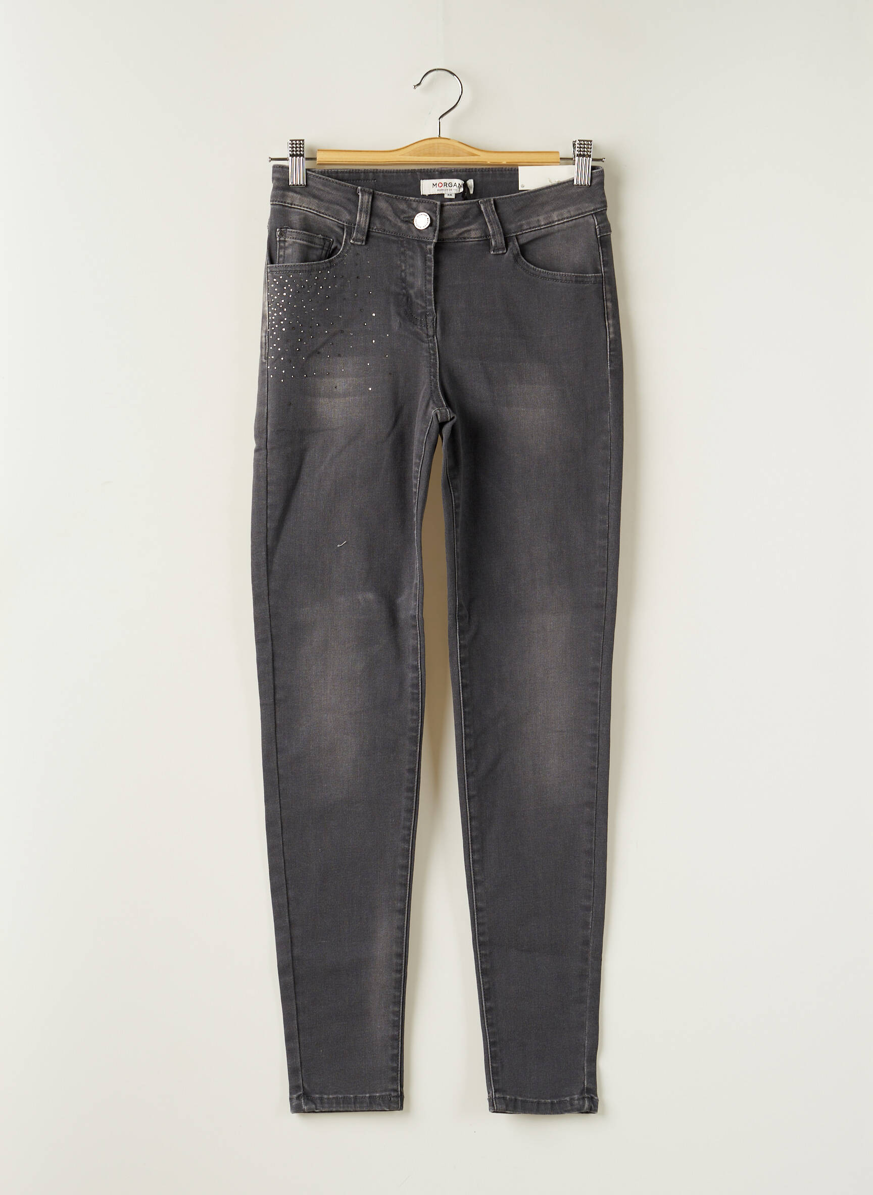 Morgan Jeans Coupe Slim Femme couleur gris