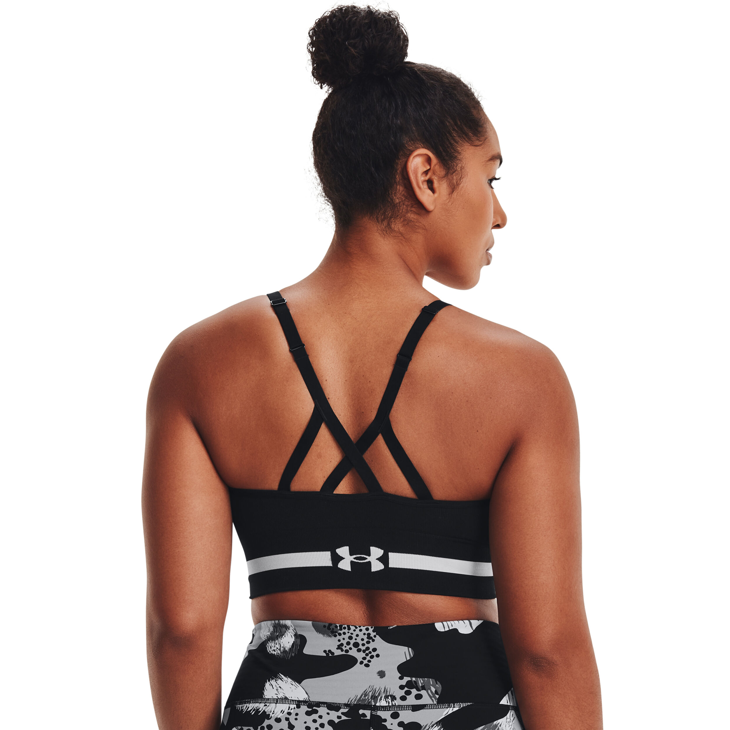Seamless Low Long Sport-BH Damen - Schwarz, Hellgrau