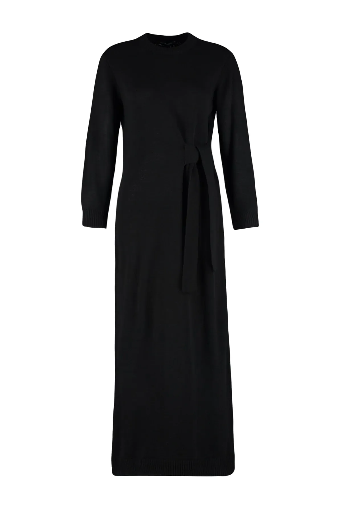 Trendyol Modest  Schwarzes Strickkleid mit Krawattendetails TCTAW24EB00027