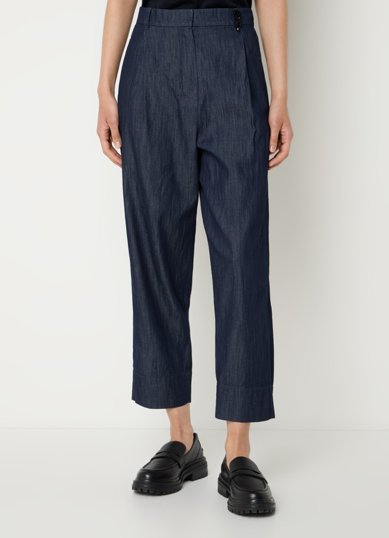 Pantaloni largi cu talie înaltă din chambray de la MaxMara Amour.