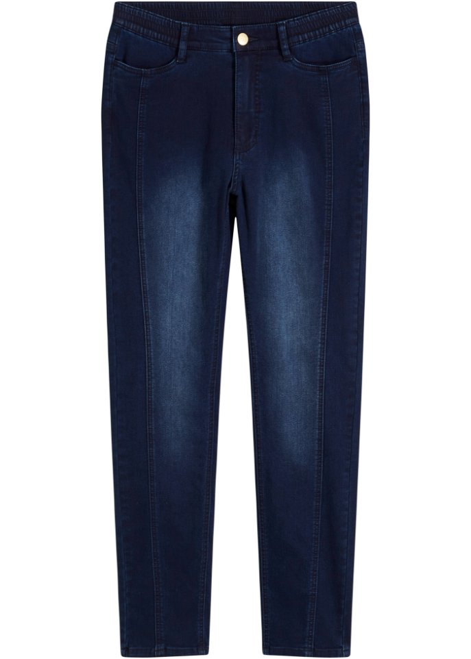 Verkürzte Thermojeans mit geradem Bein und High-Waist-Bequembund, knöchellang