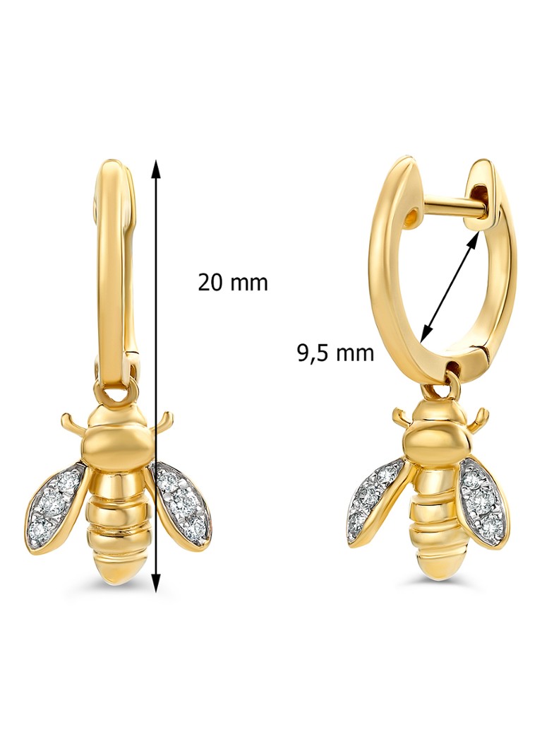 Diamond Point Yellow gold earrings 0.08 ct diamond Queen Bee