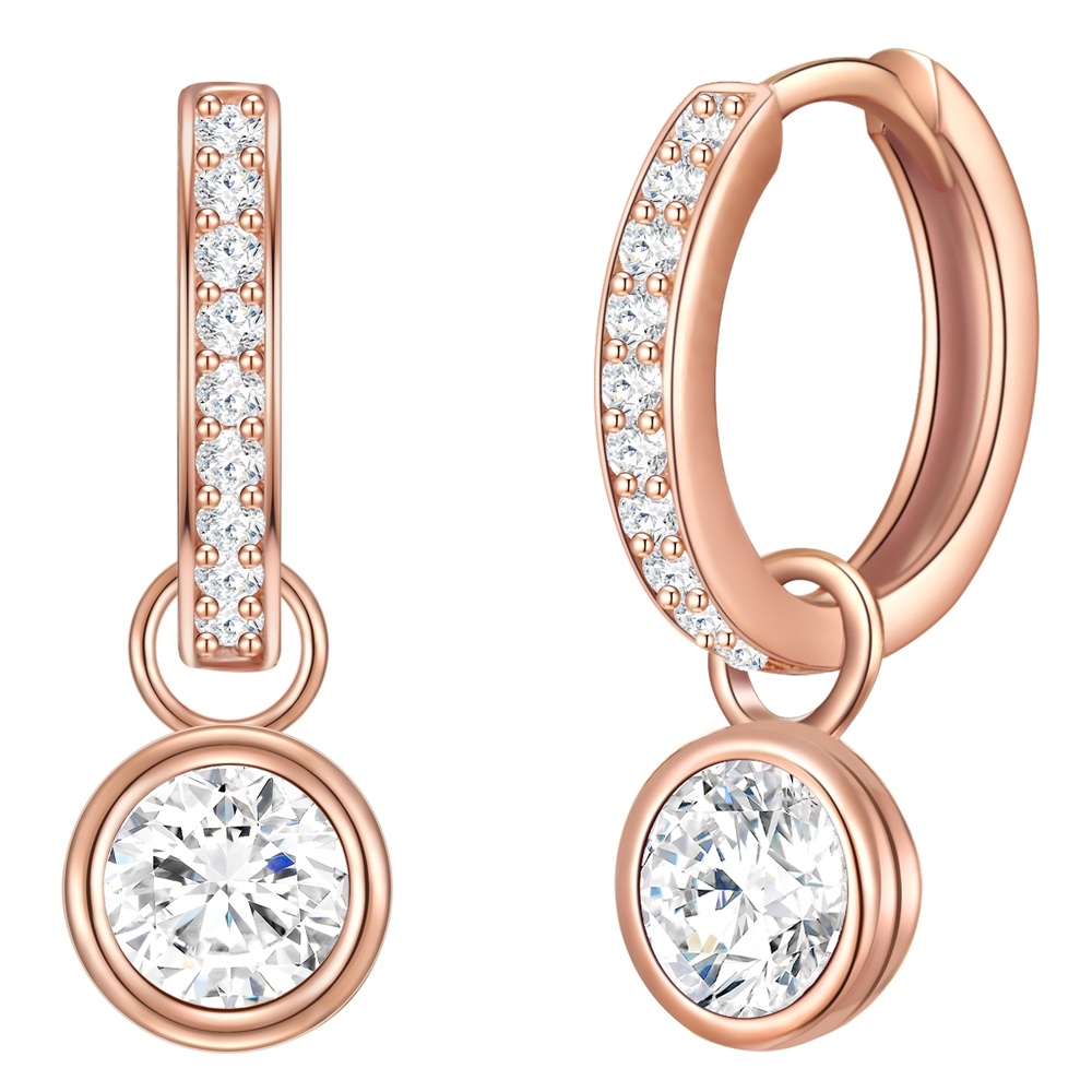 Rafaela Donata Créoles en argent Argent sterling Oxyde de zirconium (CZ) en Or rose Boucles d'oreilles