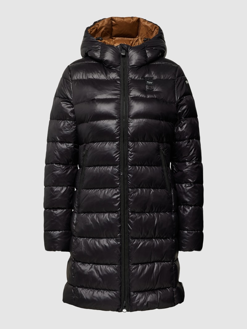 Kurzmantel mit Steppnähten in schwarz