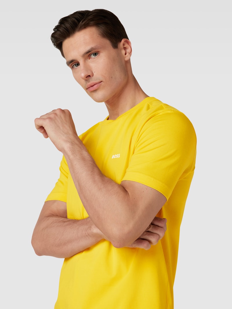 T-Shirt mit Label-Print in gelb