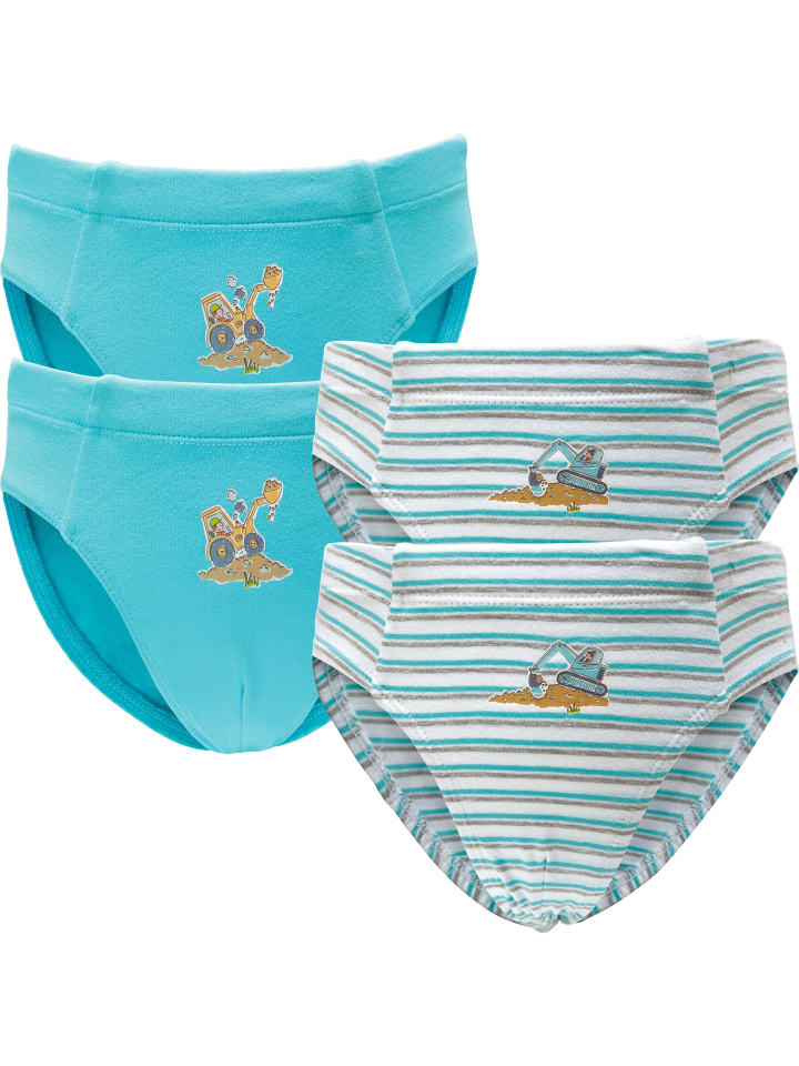 Erwin Müller Single-Jersey Jungen-Slip 4er-Pack in türkis/gestreift günstig kaufen