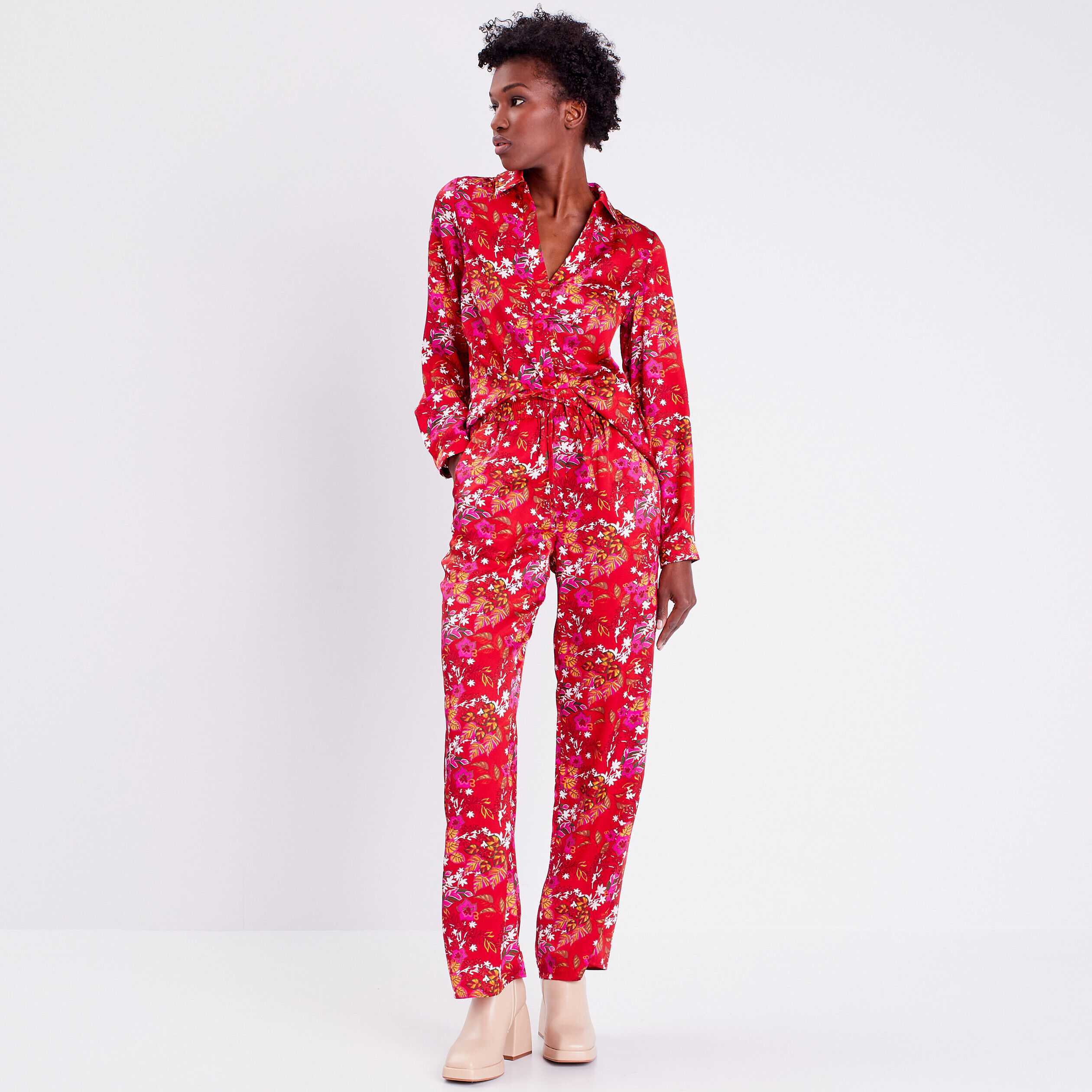 Chemise manches longues rouge femme | Cache Cache