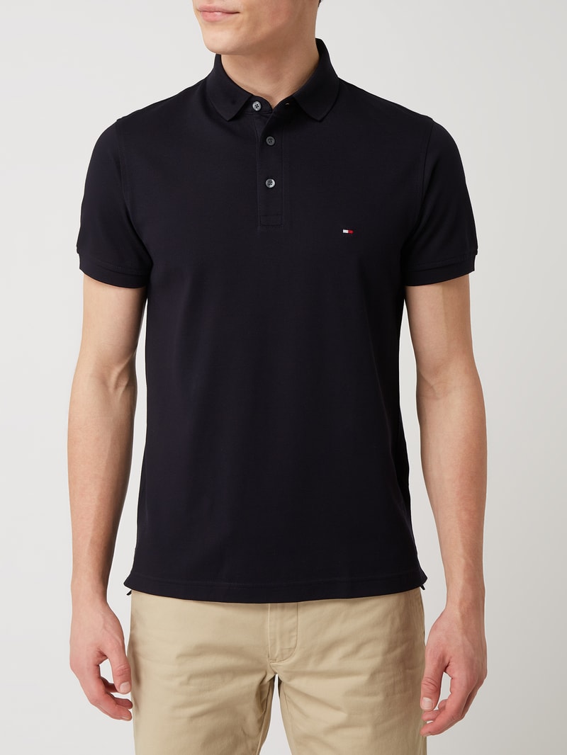 Slim Fit Poloshirt mit Stretch-Anteil in marineblau
