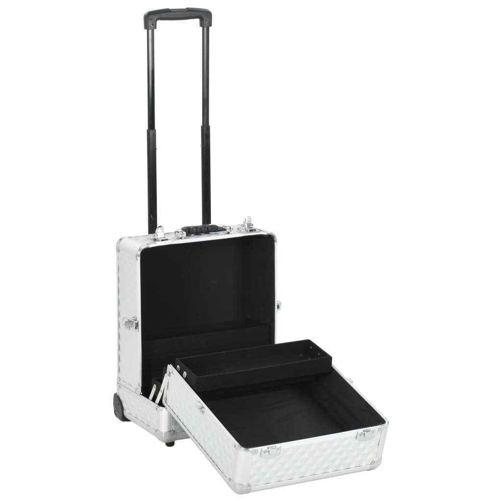 vidaXL Kosmetik-Koffer Kosmetik-Trolley 35×29×45 cm Silbern Aluminium