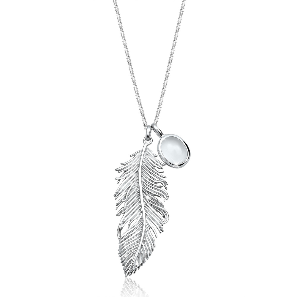 Elli Elli Collier Femme Plume Boho en Argent Sterling 925 collier