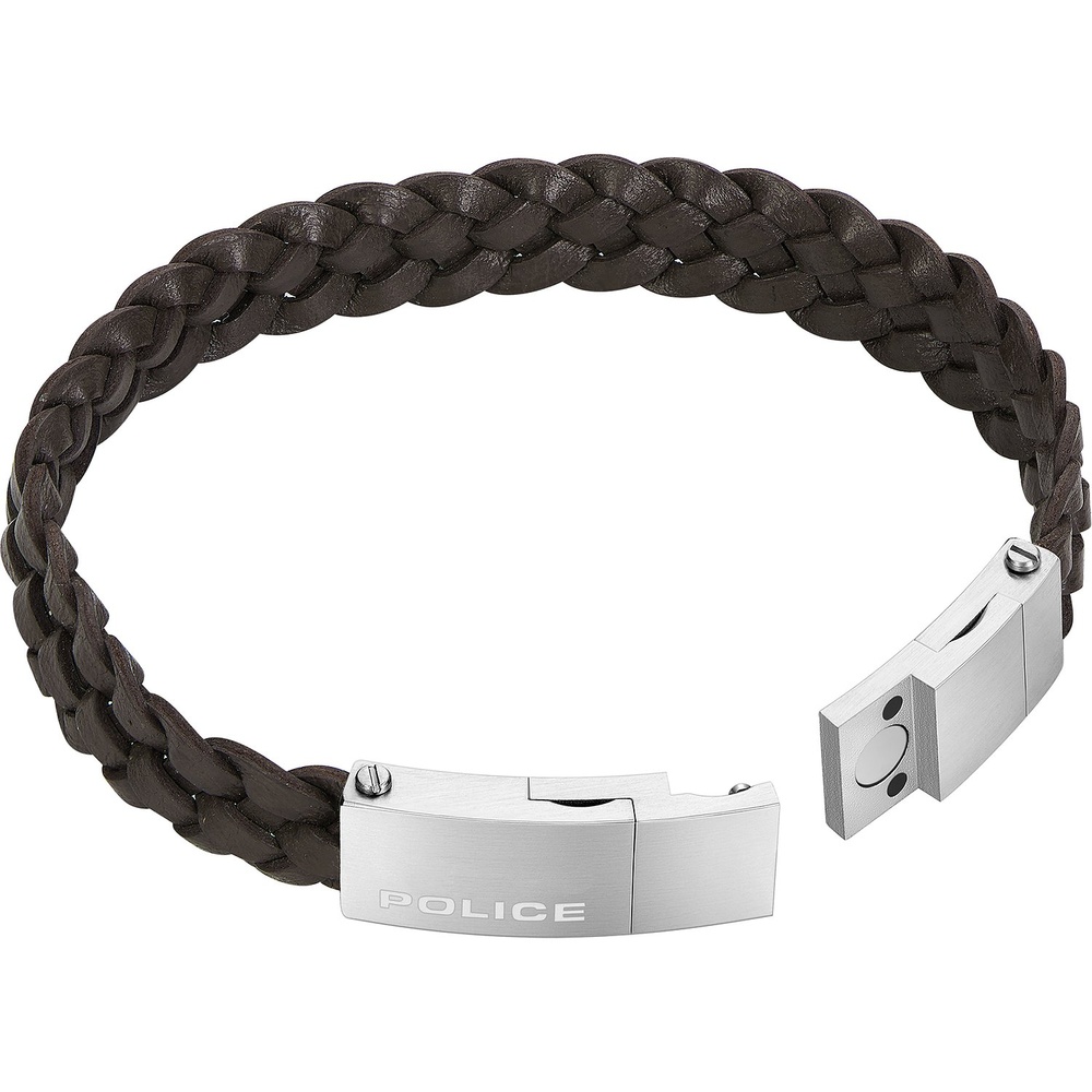 Police Bracelet Acier inoxydable, Cuir Bracelet