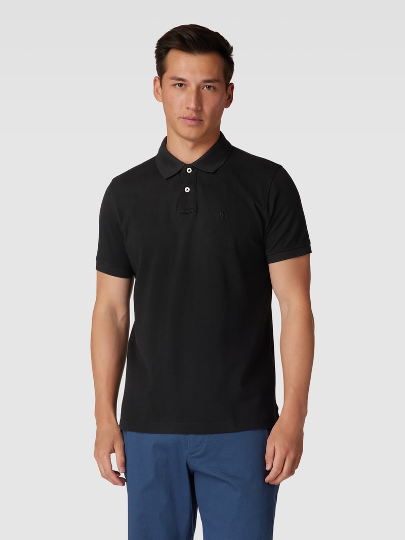 Poloshirt mit Logo-Stitching in schwarz