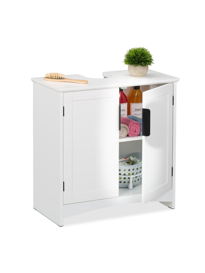 relaxdays Waschbeckenunterschrank in Weiß - (B)60 x (H)60 x (T)30 cm günstig kaufen onesize
