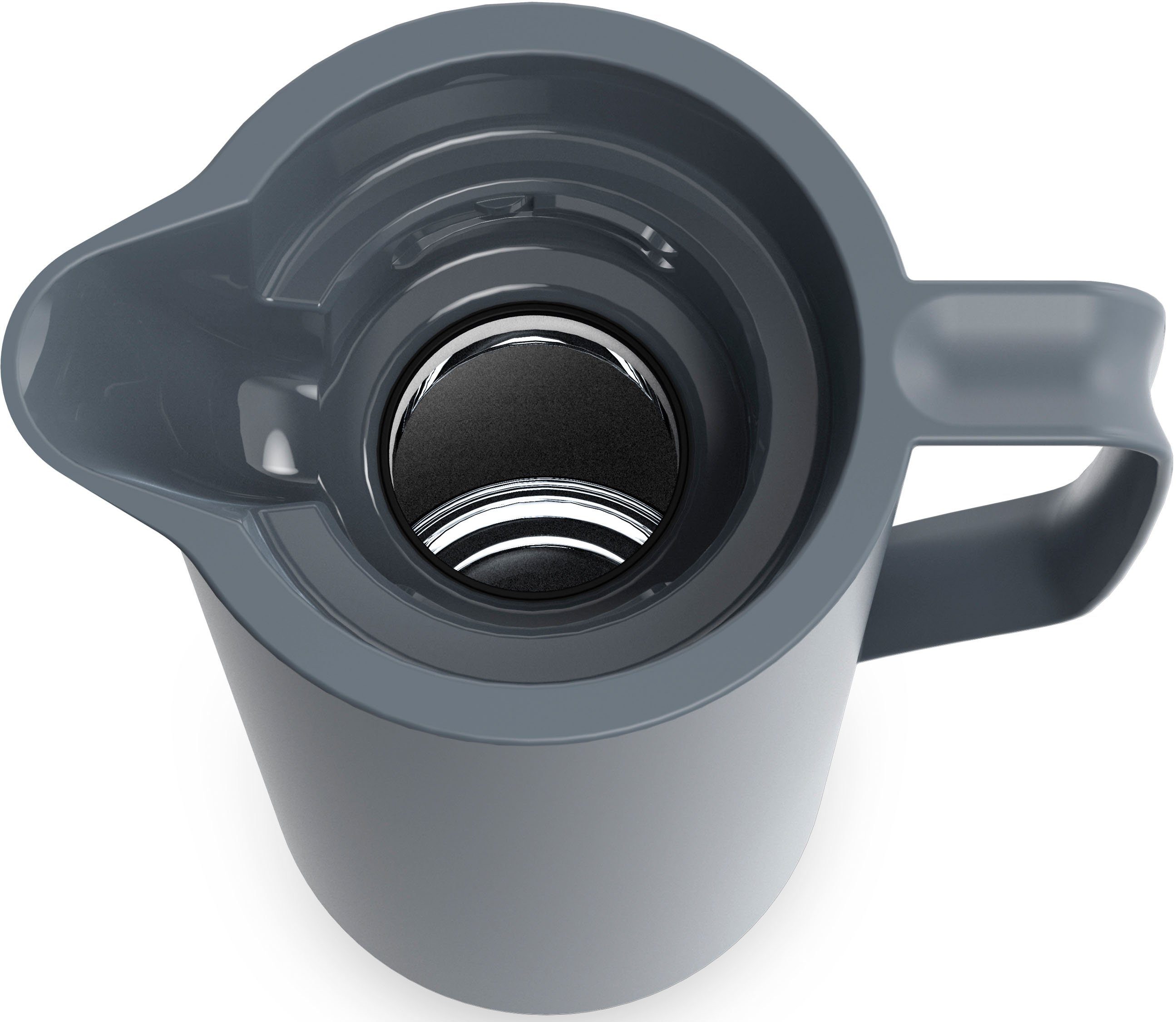 Emsa Isolierkanne Motiva, 1 l, Quick-Press-Deckel, Einhandbedienung, 12h warm/24h kalt, Glaskolben