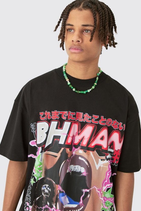 Oversize T-Shirt & Mesh-Shorts mit Print