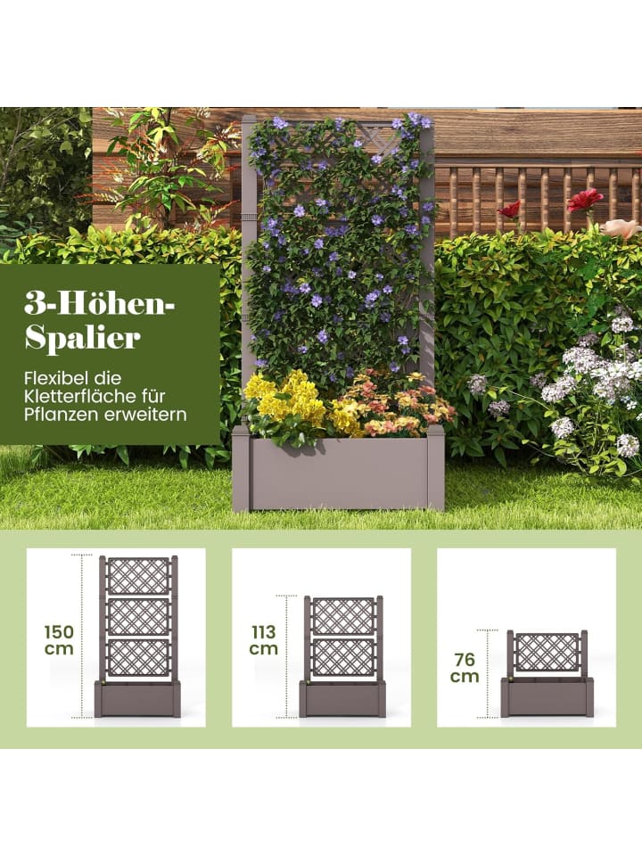 COSTWAY Hochbeet mit Rankgitter 76x45x150cm in Braun günstig kaufen onesize