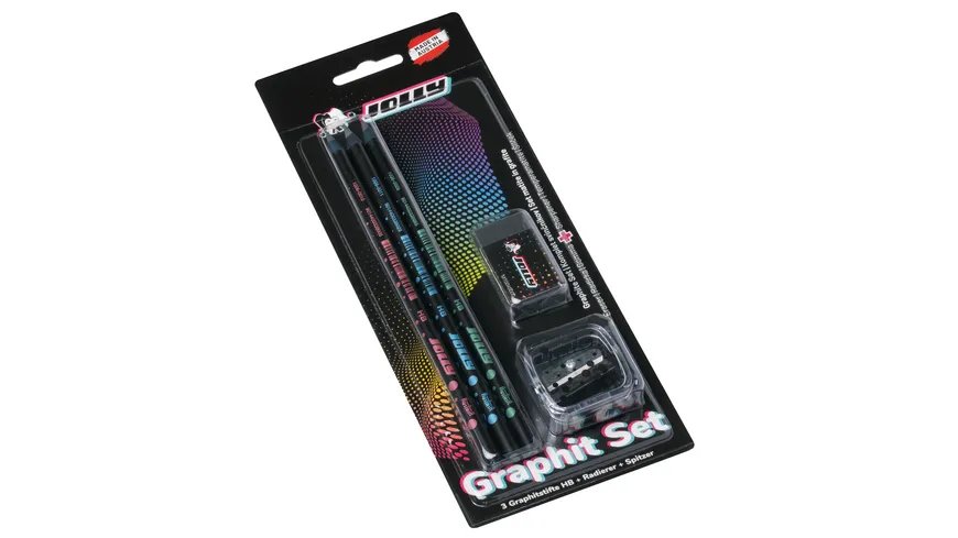 JOLLY Next Graphit HB 3 Stück mit Spitzer + Radierer