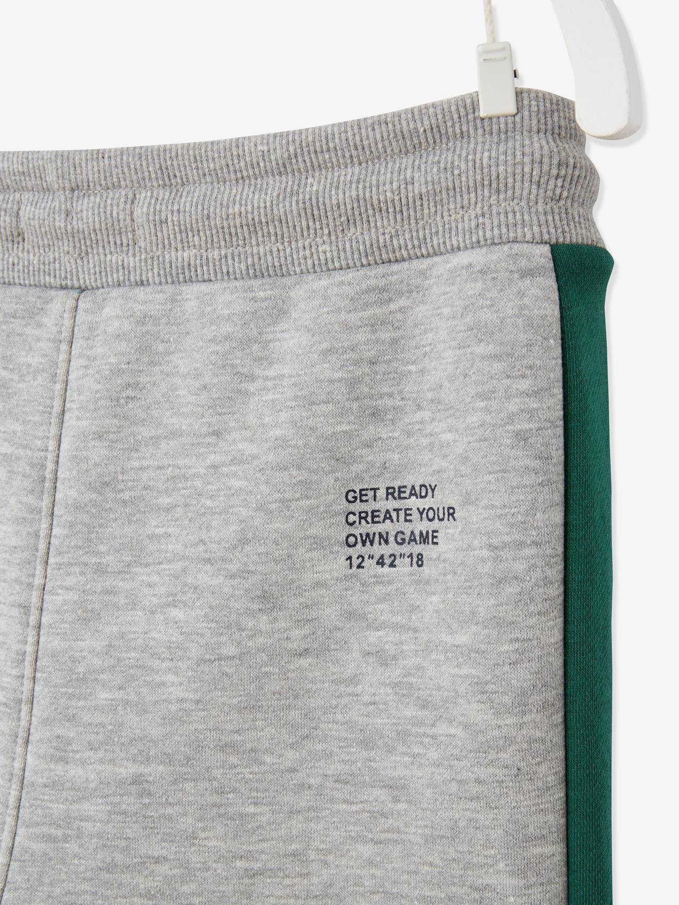Pantalon jogging bandes côtés garçon. vert sapin